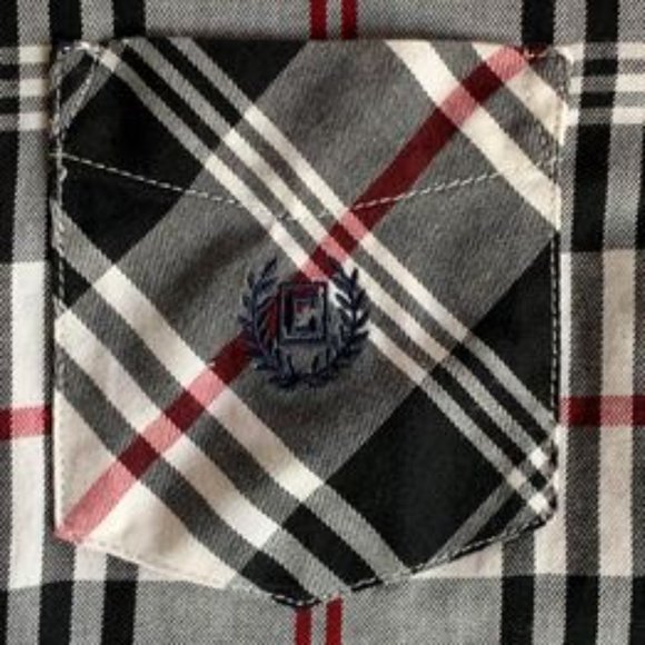 Chaps Boy's XL lightweight plaid flannel white blk red button-down long sleeve - Picture 2 of 6